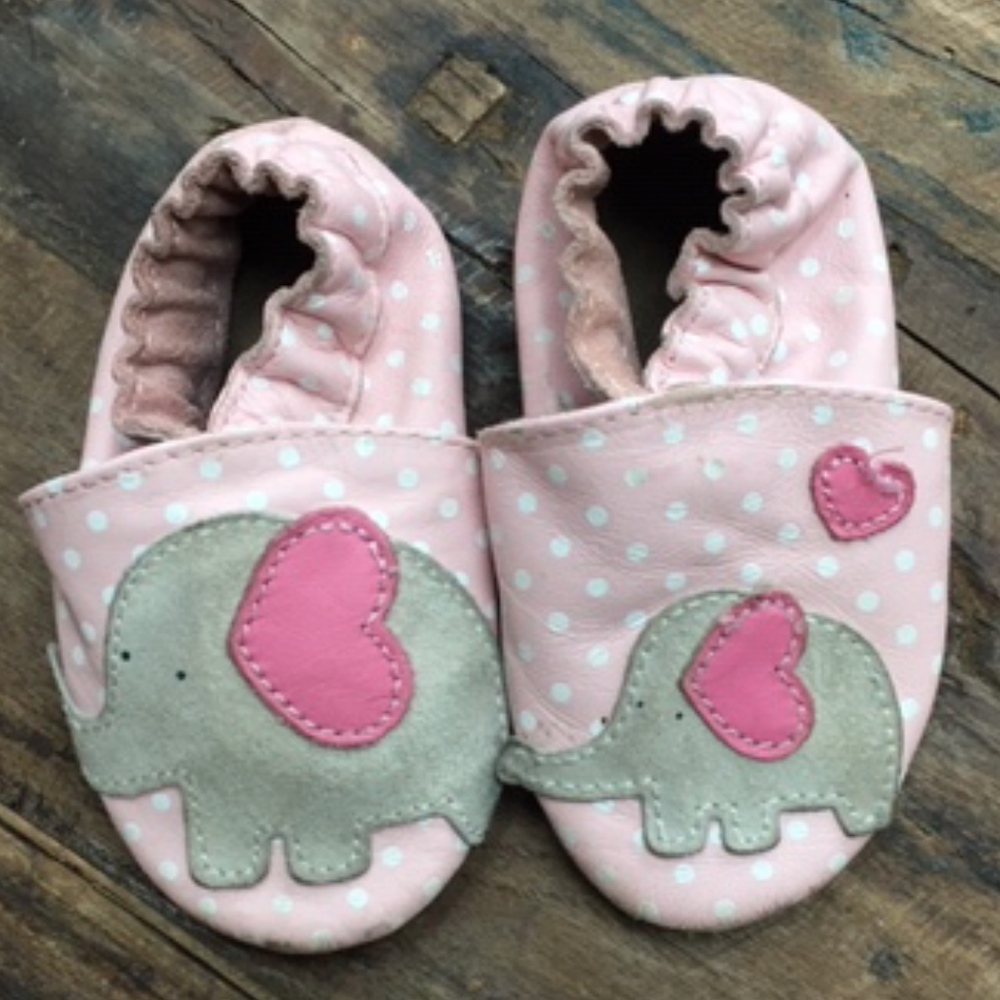 Robeez Elephant Pink Polka Dot Soft Sole Shoes